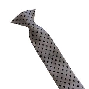 Kids Gray with Black polka dots clip-on Tie
